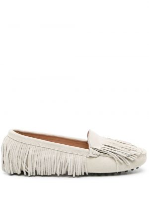 Pantofi loafer din piele de căprioară Scarosso alb