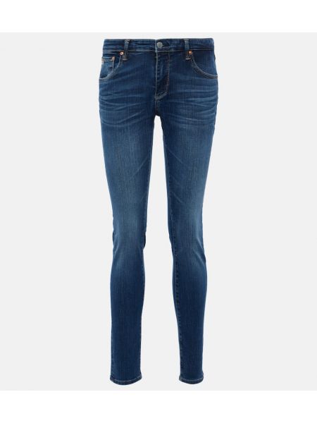 Alacsony derekú skinny farmernadrág Ag Jeans kék