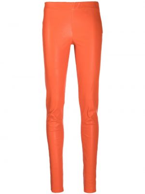 Bavlněné kožené kalhoty Arma - oranžová
