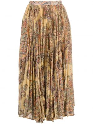 Hodvábna midi sukňa s potlačou s paisley vzorom Etro