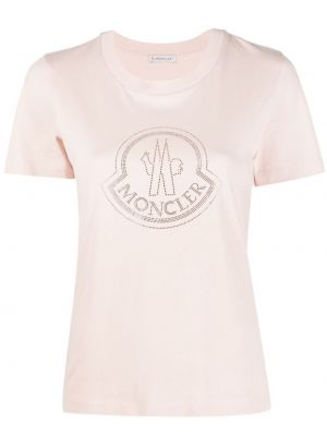 T-shirt aus baumwoll mit kristallen Moncler pink