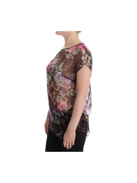 Jedwabna bluzka z nadrukiem w kwiatki Dolce And Gabbana czarna