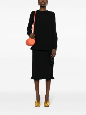 Krepové plisované midi sukně Marni černé