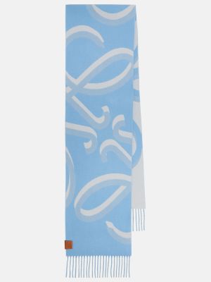 Kašmírový hedvábný vlněný šál Loewe modrý