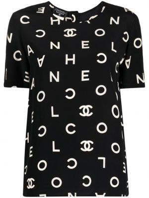 Μεταξωτή μπλούζα με σχέδιο Chanel Pre-owned