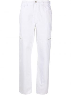 Klasické bavlněné rovné kalhoty s páskem J Brand - bílá