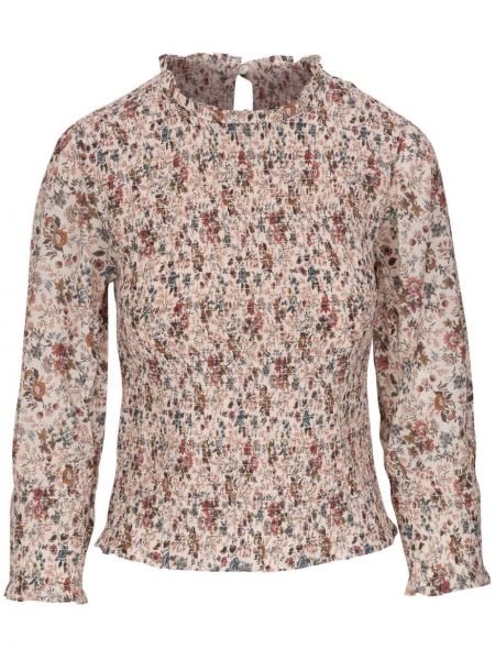 Bluză din bumbac cu model floral cu imagine Veronica Beard roz