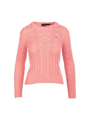 Dzianinowy sweter Polo Ralph Lauren różowy