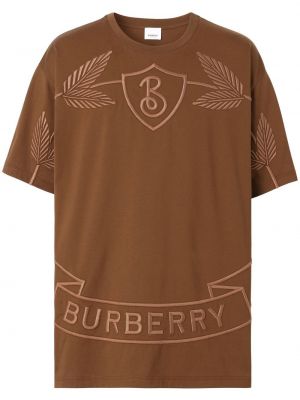 Тениска бродирана Burberry кафяво