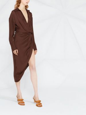 Robe chemise drapé Gauge81 marron