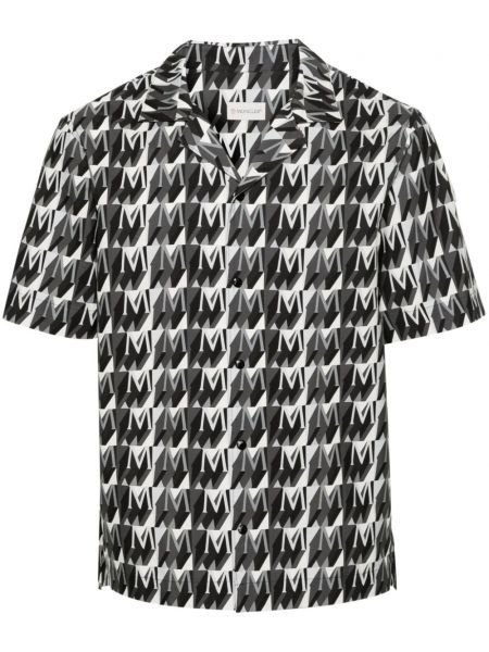 Bavlněná košile s potiskem Moncler šedá