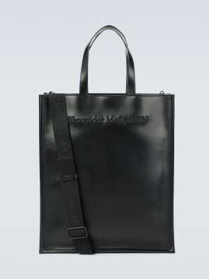 Δερμάτινη τσάντα shopper Alexander Mcqueen μαύρο