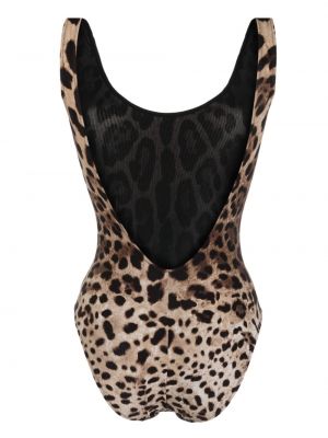 Peldkostīms ar apdruku ar leoparda rakstu Dolce & Gabbana brūns