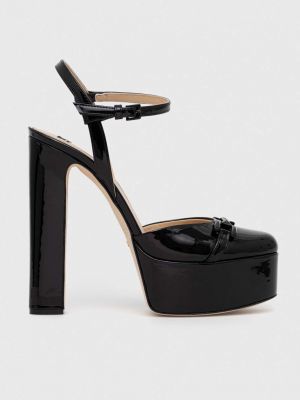 Ниски обувки с ток с висок ток с отворена пета Elisabetta Franchi черно