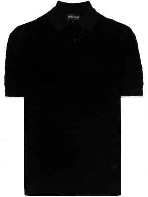 Kokvilnas polo krekls Emporio Armani melns