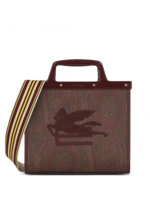 Nakupovalna torba z vezenjem s potiskom s paisley potiskom Etro rdeča