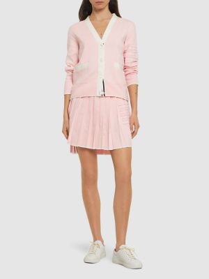 Falda de lana de punto Thom Browne rosa