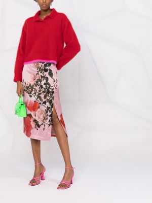 Falda de cintura alta de flores Blumarine rosa