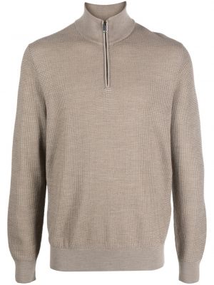 Пуловер с цип със стояща яка Brioni
