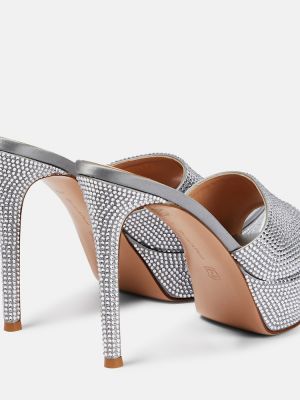 Sandale cu platformă de cristal Gianvito Rossi argintiu