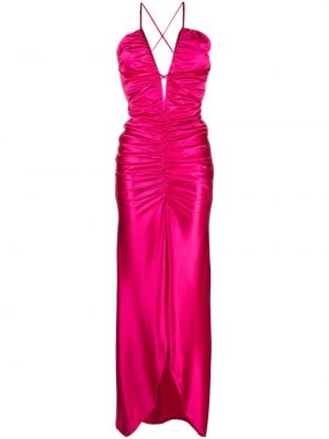 Saténové dlouhé šaty Rayane Bacha růžové