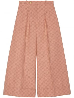 Klasszikus pamut gombolt széles szabású nadrág Gucci - rózsaszín
