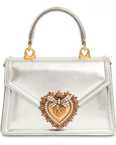 Кожаная сумка Dolce & Gabbana, серебряная