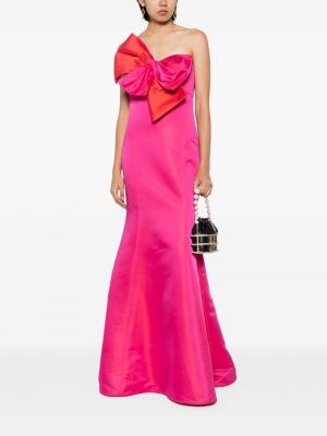 Oversized saténové večerní šaty s mašlí Amsale růžové