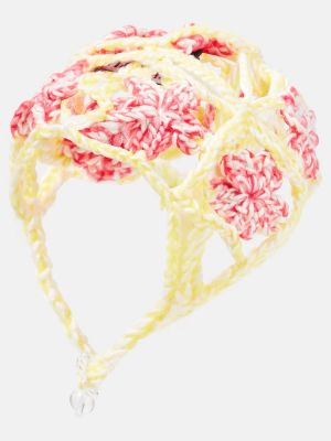 Volnena kapa s cvetličnim vzorcem Susan Fang roza