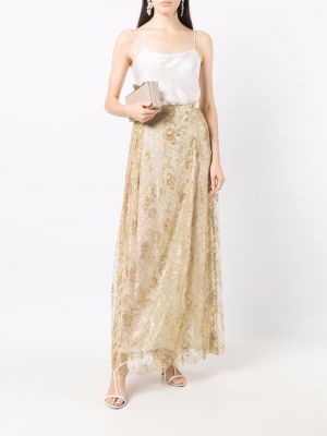 Falda de cintura alta de flores de encaje Moschino Pre-owned dorado