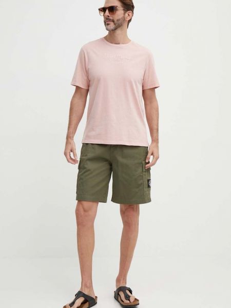 Хлопковая футболка с аппликацией Pepe Jeans розовая