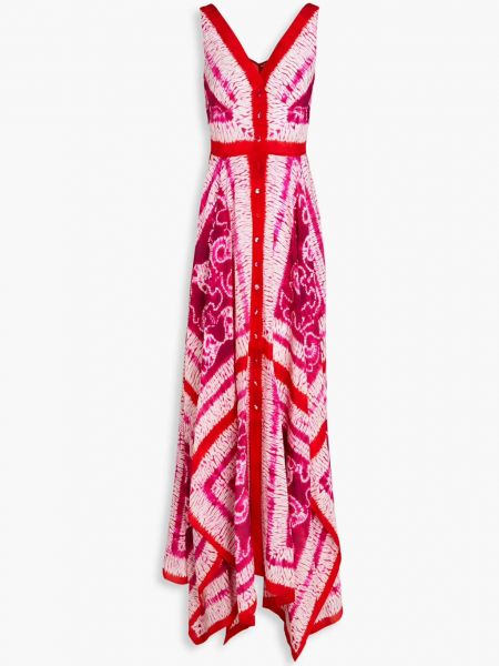 Шифоновое длинное платье с эффектом тай-дай Altuzarra красное