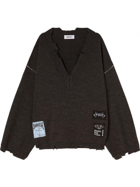 Фетровый свитер с v-образным вырезом Ambush серый
