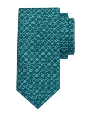 Cravate en soie à imprimé Ferragamo vert
