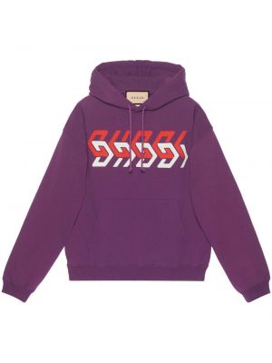 Raštuotas džemperis su gobtuvu Gucci violetinė