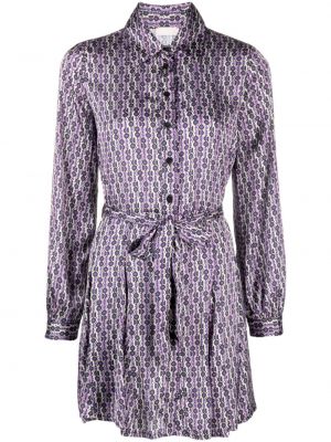 Saténové košeľové šaty s potlačou Liu Jo fialová