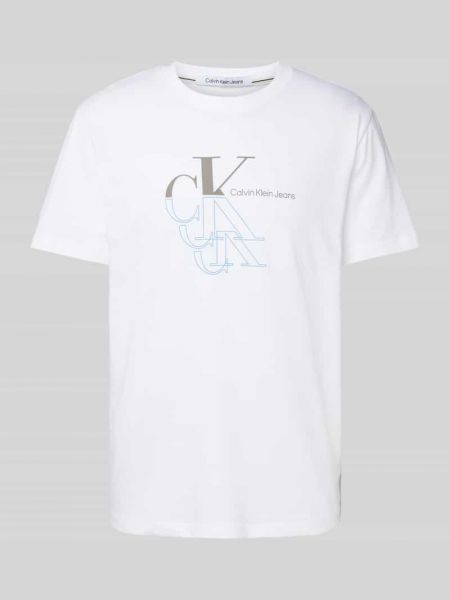 Koszulka z nadrukiem Calvin Klein Jeans biała