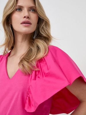 Однотонная хлопковая блузка Karl Lagerfeld розовая