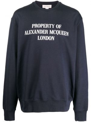 Bluza bawełniana z nadrukiem Alexander Mcqueen niebieska