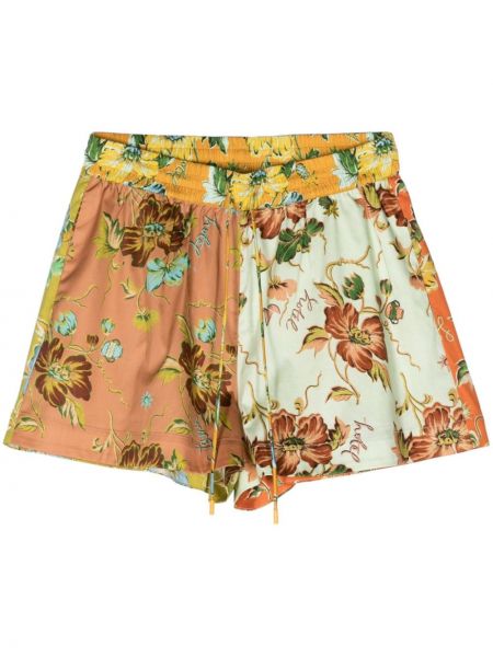 Pantaloni scurți din bumbac cu model floral cu imagine Alemais portocaliu