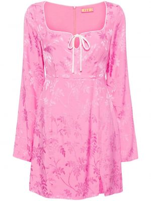 Žakarda kleita ar ziediem Kitri rozā