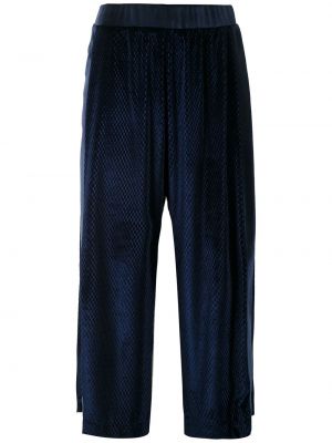 Велур широки панталони тип „марлен“ Olympiah синьо