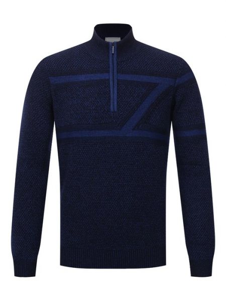 Шелковый шерстяной свитер Zilli Sport синий