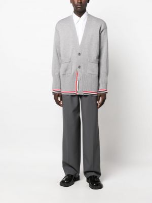 Woll strickjacke mit v-ausschnitt Thom Browne grau