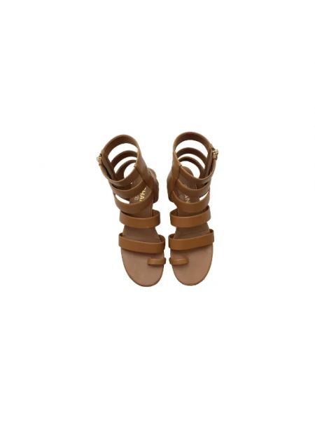 Sandalias de cuero retro Chanel Vintage marrón