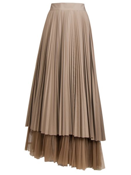 Плиссированная длинная юбка Brunello Cucinelli бежевая
