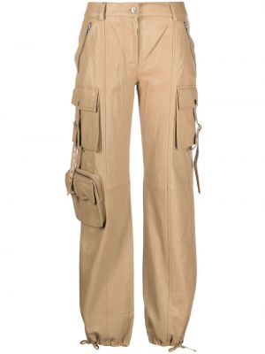 Pantalon cargo en cuir avec poches Retrofete beige