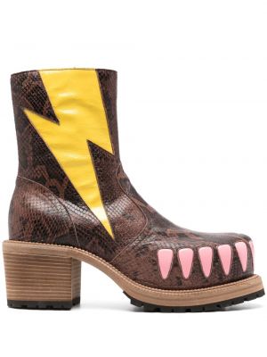 Členkové topánky s potlačou so vzorom hadej kože Walter Van Beirendonck hnedá