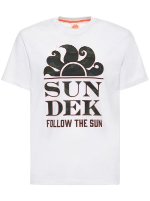 Памучна тениска с принт от джърси Sundek бяло