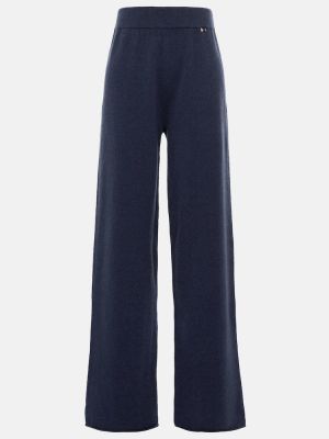 Proste spodnie z kaszmiru relaxed fit Extreme Cashmere niebieskie